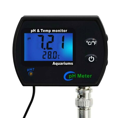 #ad PH Meter PH amp; Temp Monitor Water Quality Meter w Backlight for Aquariums