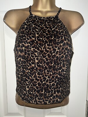 #ad XOXO In America And Abroad Y2K Leopard Print Halter Neck Tank Top