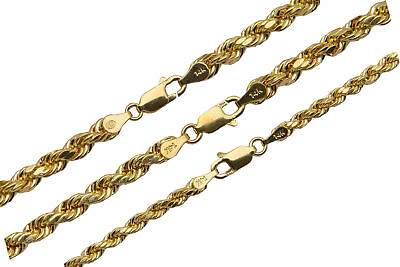 #ad 14k Yellow Gold 3mm 5mm Italy Rope Chain Twist Link Necklace Size16quot; 30quot; Hollow