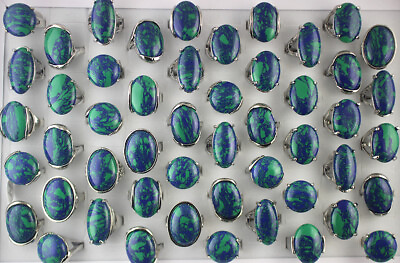#ad 35pcs Wholesale Lots Party Green Blue Mixed Natural Stone Women Classic Rings