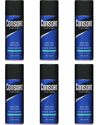 #ad Consort For Men Hair Spray Aerosol Unscented Extra Hold 8.30 oz Pack of 6