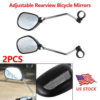 #ad 2PCS SET High Definition Folding Rearview Mirrors for Mountain Bikes Handlebar