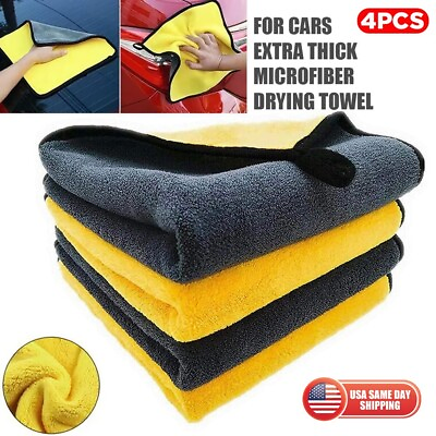 #ad 4x Microfiber Cleaning Cloth Extra Thick Rag Car Wash Polishing Detailing Towel
