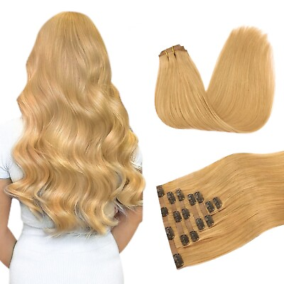 #ad DOORES Seamless Clip in Hair Extensions Honey Blonde110g 7pcs 18 Inch Human...