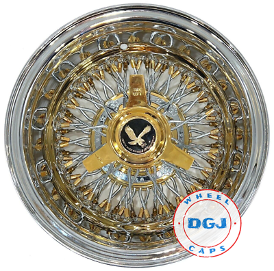 #ad DGJ WHEEL 14x7 Rev 72 Cross Lace Gold Nipples amp; Hub Lowrider Wire Wheels