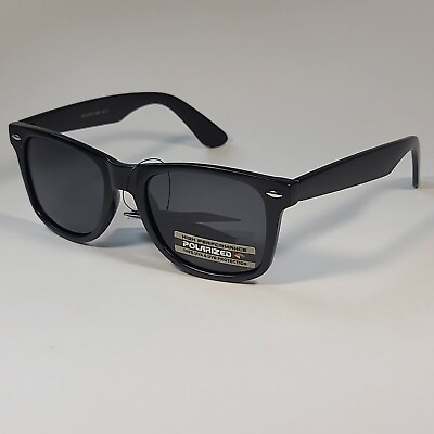 #ad Mens Sunglasses Polarized WF Matte Black Plastic Square Style Retro Generic New