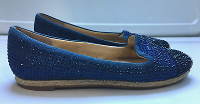 #ad Inc International Concept Womens SZ 7M Flat Slip On Shoes Blue Studded Bling