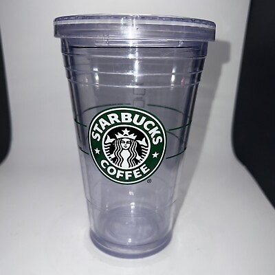 #ad 2009 Starbucks Double Wall Clear Acrylic Cold Cup Mark On To Go 16 fl oz
