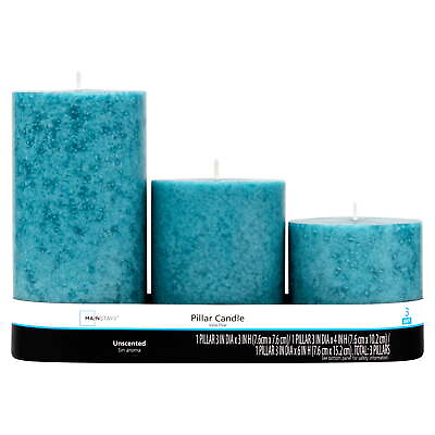 #ad Mainstays Unscented Decorative Mottled Pillar Candles Set 3x3 3x4 and 3x6