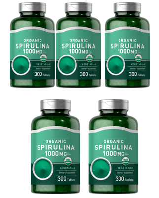 #ad Organic Spirulina 1000mg 5X300Tabs Vegeterian Non GMO Blue Algae Superfood Amino