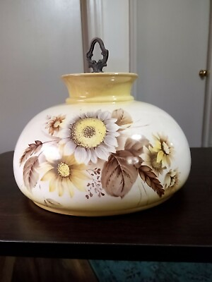 #ad Vintage Antique Hanging Slag Light Shade Hand Painted Ceramic Floral 11quot;
