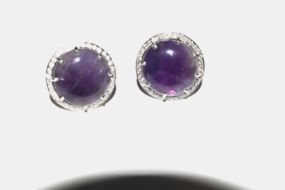 #ad Sterling Silver Gemstone Stud Earrings for Womens and Girls