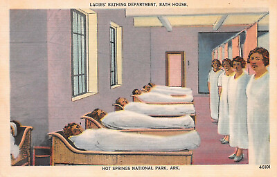 #ad Ladies Bath House Hot Springs National Park Arkansas early linen postcard
