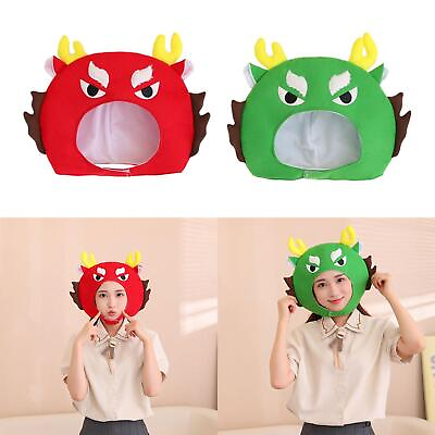#ad Cartoon Plush Dragon Hat Novelty Costume Accessories Funny Headwear for Stage