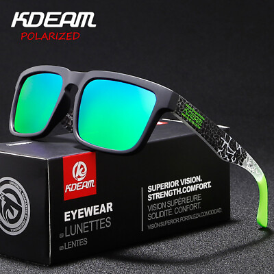 #ad KDEAM Polarized Square Sunglasses Mens Women Fishing Driving Sport Glasses UV400