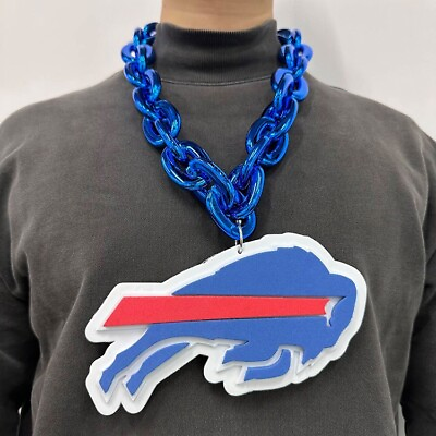 #ad New NFL Buffalo Bills BLUE Big Fan Chain Logo Necklace Free Fast Ship