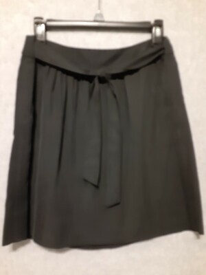#ad Tahari Sz 4 Dark colored Skirt Mini above knee sewn on tie belt Zips pockets