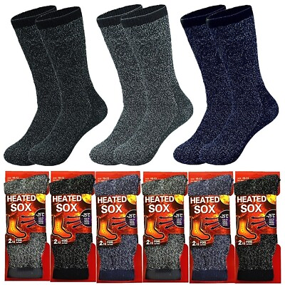 #ad 6 Pairs Men Winter Heavy Duty Heated SOX Thermal Socks Insulated Boot Size 10 13
