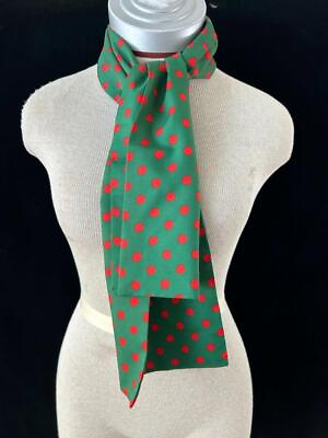 #ad green red polka dot long neck scarf 48 x 8 double sided