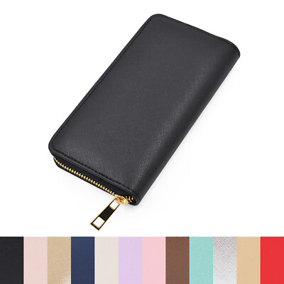 #ad Premium Vegan Saffiano Leather Continental Zip Around Wallet Diff Colors