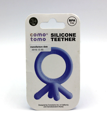 #ad Comotomo Silicone Baby Teether Blue 1.75x1.75x3 Inch 3 Months