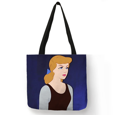 #ad 13x13 50#x27;s Vintage Cinderella Linen Tote Shoulder Library Bag