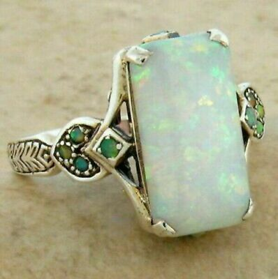 #ad Fashion Silver Plated White Fire Opal Ring Women Jewelry Size 6 10 Simulated