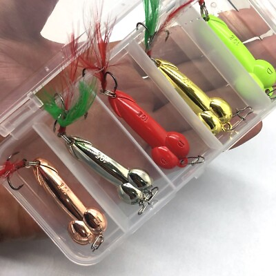 #ad 5Pcs BOX Dick Lures Funny Gag Fishing Gift Penis Fishing Lure Metal Spoon Baits