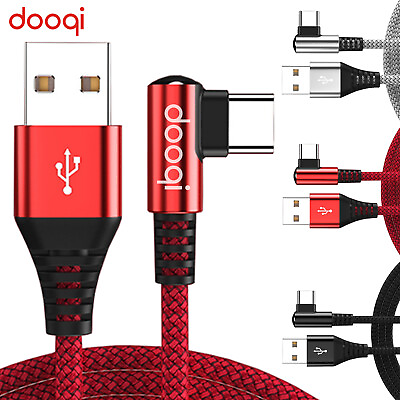 #ad Type C USB Fast Charging Elbow Data Cable Cord 90 Degree Angle Braided Rope $10.99