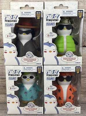 #ad Pudgy Penguins FULL SET of 4 4.5” Samurai Cowboy Fish Head Army Hat HTF NEW⚡