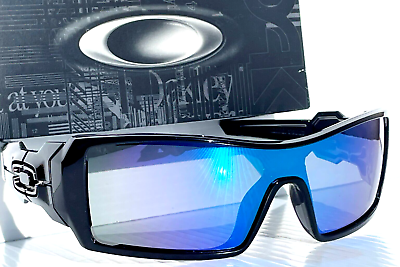 #ad #ad Oakley OIL RIG polished BLACK POLARIZED Galaxy BLUE Mirror lens Sunglass 9081