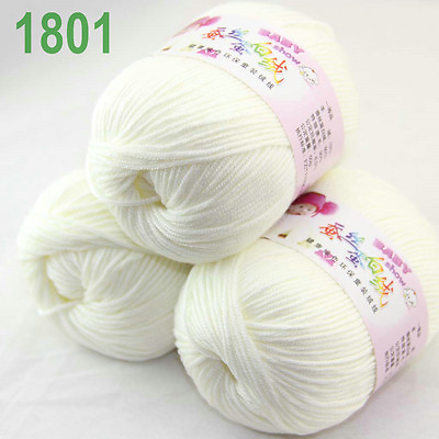 #ad Sale 3ballsx50g DK Baby Cashmere Silk Wool hand knitting Yarn 1801 off White