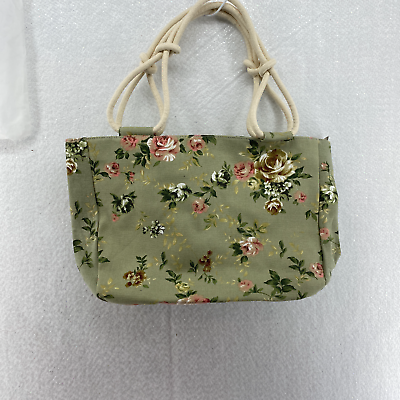 #ad Farmhouse Is My Style Womens Canvas Rose Floral Green Tote Handbag Size OS
