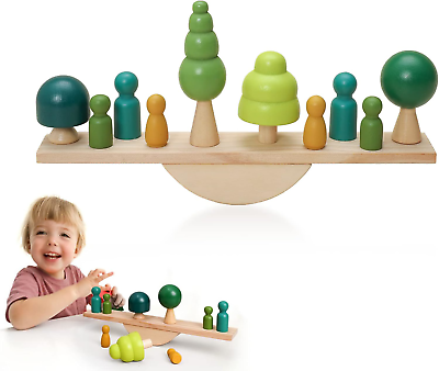 #ad Promise Babe Wooden Tree Toys Balance Toys Wooden Peg Dolls Preschool Learning $26.31