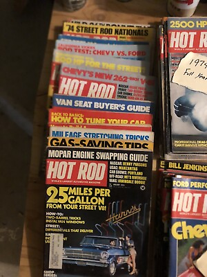 #ad vintage hot rod magazine lot 12 1974 Issues Full Year Cars Racing Muscle Speed