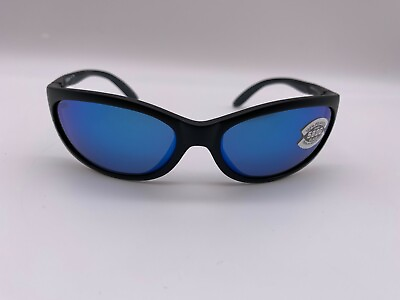 #ad NEW Costa Del Mar FATHOM Polarized Sunglasses Black Blue Mirror Glass 580G
