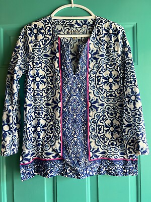 #ad Lilly Pulitzer 100% Cotton Floral Tunic Size Medium Pre owned VG Condition.