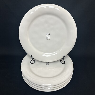 #ad Set 5 Rae Dunn Ceramic Dine Chow Eat Large Dinner Plates 11 1 4quot;