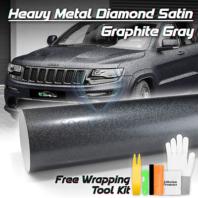 #ad Heavy Metal Diamond Satin Graphite Gray Car Vinyl Wrap Decal Sticker Sheet Film $4.99