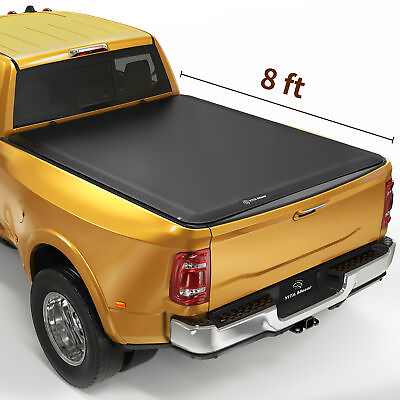 #ad 8ft 96quot; Bed Tonneau Cover Soft Roll Up for 02 24 Dodge Ram 1500 2500 3500 w Led