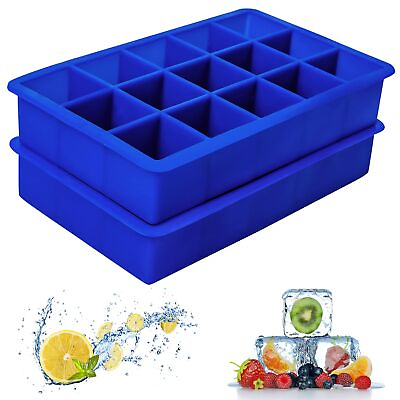 #ad 2 Pack Silicone Ice Cube Tray Ice Cube Trays Molds Large Ice Cube Tray