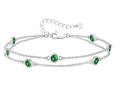 #ad Bracelets for Women Girls 925 Sterling Silver Charm Link Double Strand
