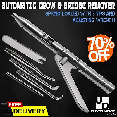 #ad Dental Crown Remover Automatic Gun 4 Attachable Points 1 Wrench Surgical Tools