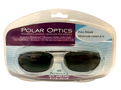 #ad Polar Optics 48 rec 3 Polarized Black Full Frame clip on Sunglasses W. Case