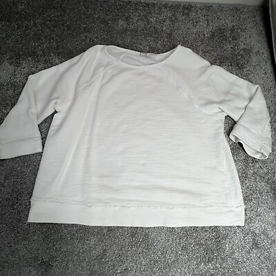 #ad Pure Jill Sweater Womens Small White Sweatshirt Organic Cotton 3 4 Sleeve
