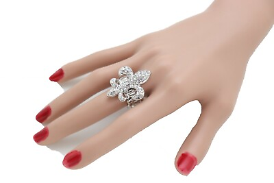 #ad Women Silver Metal Ring French Symbol Fashion Jewelry Fleur De Lis Lily Flower