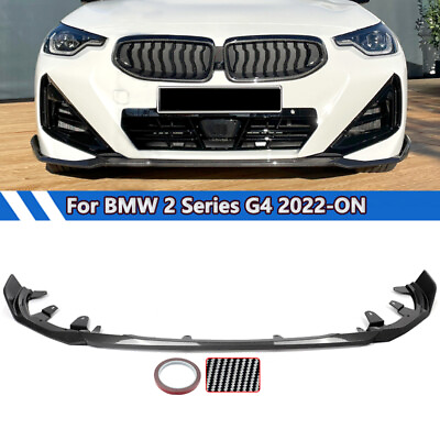 #ad Carbon Look Front Bumper Lip Splitter For BMW 2 Series G42 Coupe M240i 2022 2024