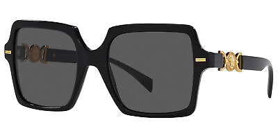 #ad Versace Women#x27;s Black Square Butterfly Sunglasses VE4441 GB187 55 Italy