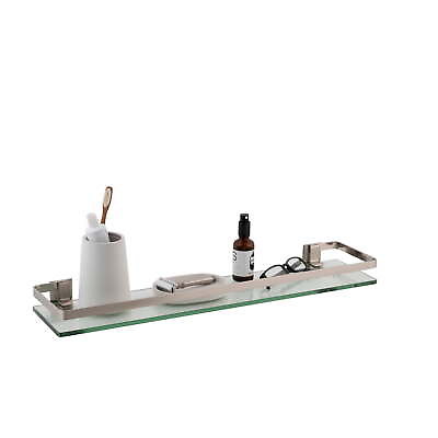 #ad Decorative Glass Bathroom Shelf with Nickel Rail