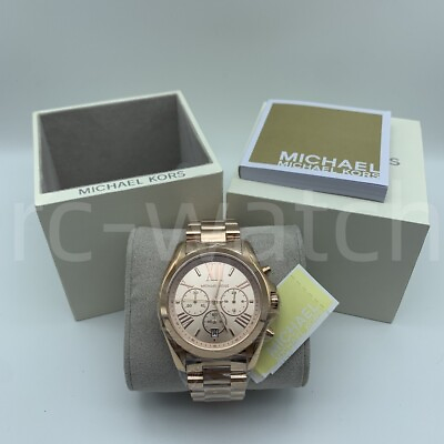 #ad Michael Kors MK5503 Bradshaw Rose Gold Chronograph Stainless Steel Women#x27;s Watch